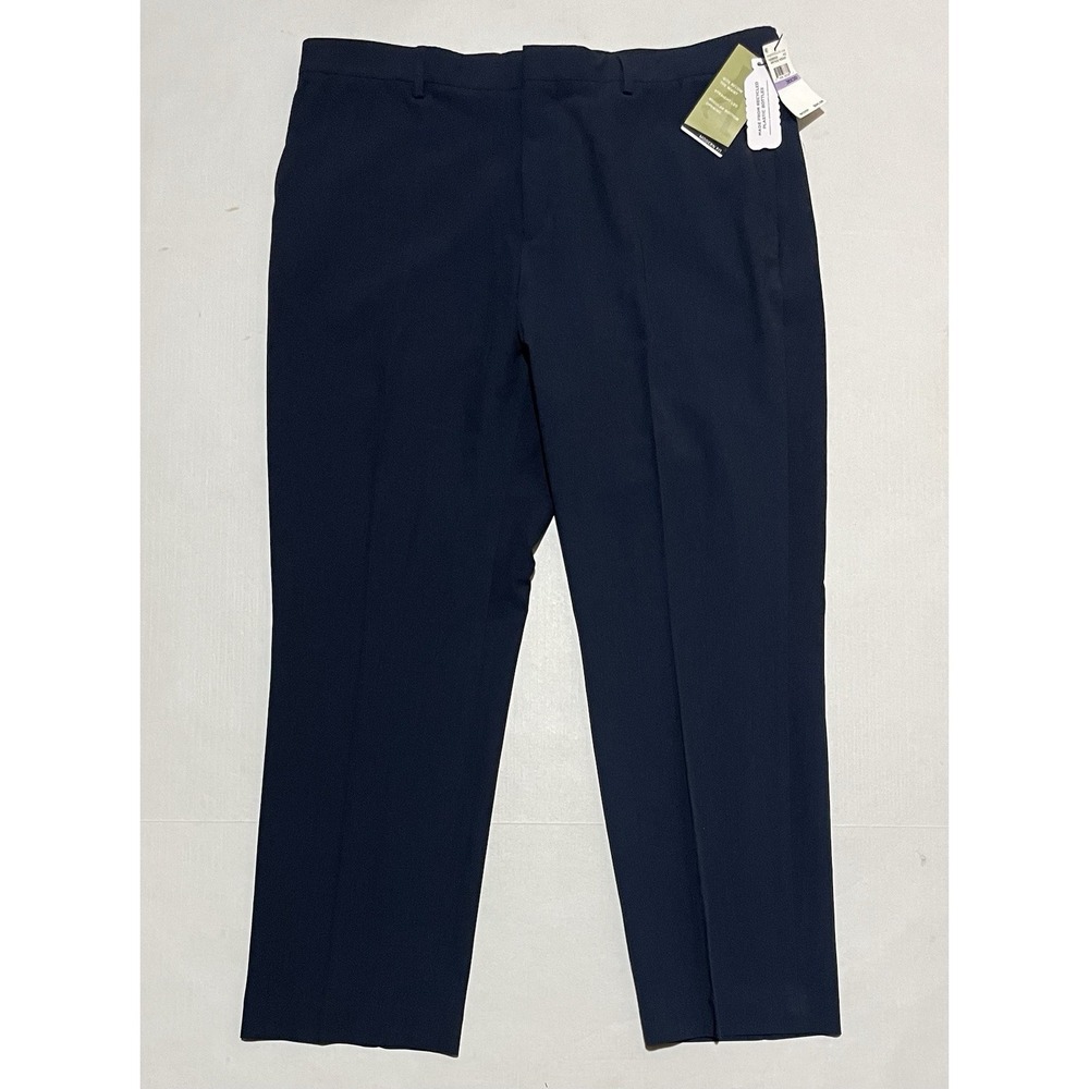 $95 Perry‎ Ellis Portfolio Mens Navy Modern Fit Pleated Pants 38 X 32 Straight